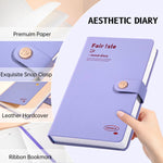 FLYING EAGLE Aesthetic Diary for Girls Women Cute Hardcover Teen Journals Waterproof Daily Diary for Writing with Bookmark, Metal Snap, 100GSM Thick Paper 3 Mixed Pages Grid+To Do List+Blank, Purple