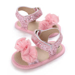 Baby Flower Sandals Girls PU Leather Summer Shoes First Walking Shoes Breathable Beach Sandals Soft Soles Non-Slip Shoes Prewalkers