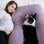 Meiz U Shaped Sleeping, Cooling 60‘’ Maternity Pillow for Pregnant Women with Jersey Cover, Purple