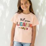 PATPAT Girls T Shirts Size 8-9 Years, Apricot Graphic Tees, Crew Neck Short Sleeve Shirts Trendy Clothes Cute Concert Outfits Cute Tops