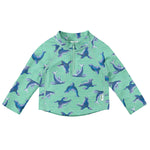 i play. by green sprouts unisex baby Long Sleeve Zip Rashguard Rash Guard Shirt, Seafoam Sea Lions, 6-12 Months US