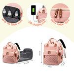 Diaper Bag with Changing Station, Waterproof 3 in 1 Baby Diaper Backpack with Foldable Changing Pad, Large Travel Back Pack for Baby Girl Boy, Peach Pink