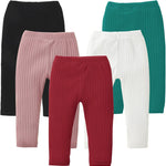 DREAM BUS 5 Pack Toddler Girl Pants Baby Girl Solid Ribbed Pants Toddler Girls Bottoms Leggings Newborn Cotton Jogger