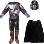 STAR WARS The Mandalorian Official Youth Halloween Costume - Padded Jumpsuit with Gloves, Detachable Cape, Plastic Mask