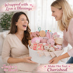 30-Piece Baby Girl Shower Gift Basket Set - Newborn Essentials, Large Pink Gift Basket With Rattle, Swaddle, Diaper Caddy Organizer