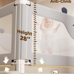 Baby Bed Rail Guard for Toddlers, Reinforced 74.8in Toddler Bed Rails for Twin, Full, King Bed with Height Adjustable, Extral Tall Child Safety Side Railing Guards/Bedrail for Kids, Grey Bear, 1 Side