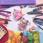 Manual Pencil Sharpener for Kids. 5-Point Selector. Small Handheld Pencil Sharpener. Quiet for Home Desks and School Classroom. Cute (Pink)