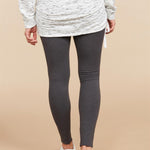 Motherhood Maternity Women's Full Length French Terry Secret Fit Over The Belly Pregnancy Legging, Grey, Large