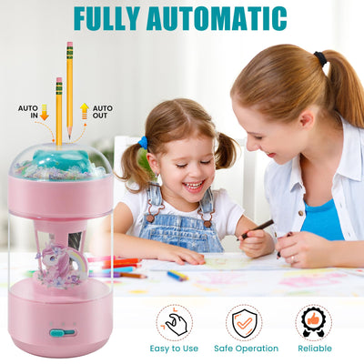 Electric Pencil Sharpener(6-11mm), Fully Automatic Colored Pencil Sharpener for Kids with Auto in & Out Rechargeable Sharpener for Classroom//Office/Home Kids Gift