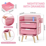 SYKIARIOL Pink Nightstand, Cute End Table with Storage Drawer, Kids Nightstand for Bedroom Furniture, Bedside Table Small Desk Coffee Table for Living Room, Dorm, Office