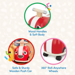 Battat – Wooden Racer – Wood Handle & Soft Body – Safe & Sturdy Push Car – Active Play Ride-On – 18 Months + – Rollin’ Race Car