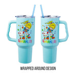 Silver Buffalo Rainbow Brite and Twink Sparkle Stainless Steel Tumbler with Handle and Straw, Fits in Standard Cup Holder, 40 Ounces