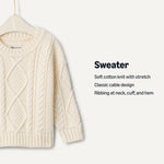 Amazon Essentials x Sofia Grainge Baby Boys' Cable Crewneck Sweater, Ivory, 3-6 Months