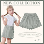 Dalukit Toddler Baby Girls Skorts Skirt Little Girls Ruffle Flying Skirts Front Hem Solid Casual Stretch Skort for Baby Girls Grey