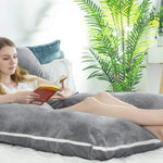 Meiz Pregnancy Pillow, U Shaped Full Body Pillow, Pregnancy Pillows for Sleeping, Maternity Pillow for Pregnant Women with Removable Velvet Cover (60 Inch, Gray)