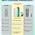 22oz Breast Milk Cooler Bottle for Travel & Outdoor Use, Portable Breastmilk Chiller with 24-Hour 360° Cooling, Larger Capacity with 2 Baby Bottles for Breast Milk Storage