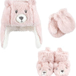 Hudson Baby Girls' Trapper Hat, Mitten and Bootie Set