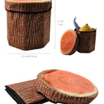 CHEFAN Fruit Storage Stool Ottoman,Tree Stump Stool, Cute Folding Storage Toy Box, Collapsible Seat Chest, Wood Stump Organizer Stool for Toy, Cloth and Kids