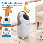 Tall Diaper Pail with Odor Control, 15L Capacity Baby Diaper Bin with Airtight Lid and Handle, Large Capacity, Hands-Free Trash Can for Nursery, Living Room, Bathroom White