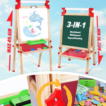 JOYOOSS Easel for Kids Art Easel Kids Easels for Toddlers,Wooden Kid Easel with Paper Roll - Adjustable Magnetic Double Sided, Toddler Art Easel for Toddlers 2-4 Years and Art Easel for Kids Ages 4-8