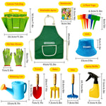 Kids Gardening Tools Set Includes Toddler Gardening Gloves, Sturdy Tote Bag, Watering Can, Shovel, Rake, Trowel, Children Apron, Garden Notebook - Easter Gifts for Toddler