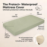2-Pack Waterproof Crib Mattress Protector Cover Fitted - Quiet Baby Crib Mattress Pad Sheets, 52" x 28" Soft Quilted Cotton Baby Sheet, Machine Washable, Easy Fit, Durable (Avocado/Mavy)