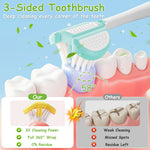 PANIMOSI Toddler Toothbrush 4 Pack, Soft Baby Toothbrush Efficient 3 Sided Kids Tooth Brush for Ages 1-12 Years, Infant Training Tooth Brush Complete Tooth and Gum Care, Easy to Grip(Patent)