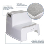 Dreambaby 2-Up Step Stool - Toddler Step Stool for Bathroom Sink and Kids Toilet Potty Training - Step Stools for Toddlers with Non-Slip Base and Carry Handles - Supports up to 200lbs Weight Capacity