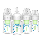 Dr. Brown's Natural Flow Anti-Colic Options+ Narrow Baby Bottle, 4 oz/120 mL, with Level 1 Slow Flow Nipple, 0m+, 4 Bottles