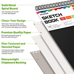Soucolor 9" x 12" Sketch Book, 100 Sheets Top Spiral Bound Sketchbook with Acid-Free 68lb/100gsm Thick Drawing Paper, Art Sketch Pad for Kids, Adults & Artist, Professional Art Supplies for Beginners