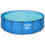 Bestway Steel Pro 15’ x 48" Round Metal Steel Frame Above Ground Outdoor Backyard Family Swimming Pool, Blue