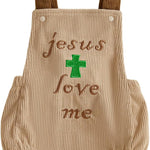 My First Easter Baby Girl Boy Outfit Newborn Letter Cross Romper Corduroy Sleeveless Overall Bodysuit 0-18 Months