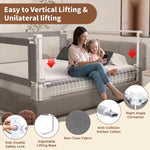 PurePapoose 3-Piece King Size Bed Rail for Toddlers - Height Adjustable Baby Bed Rail Guard with Headboard Rod,Safety Bed Rails for King Size Bed with Child Lock(78.74x78.74x74.8 Inch)