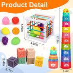 Montessori Baby Toys 6-12-18 Month, Infant Teething Toys Shape Sorter Bin Stacking Cups Blocks for toddlers 1-3, Sensory Educational Learning Toy for 6 7 8 9 10 Month Old Girl Boy 1 2 Year Old Gifts