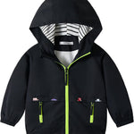 Volunboy Toddler Boys Windbreaker Casual Outerwear Kids Lightweight Zip Hooded Jacket Baby Cute Dust Coat