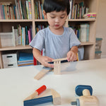 PlanToys® Wooden Handy Carpenter Set for Montessori Inspired Practical Life Play | Fine Motor, Construction and Imaginative Skill Building | Eco Friendly Tool Set for Creative Hands On Learning