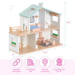 Jewelkeeper 2 Storey Dollhouse Wooden - Kids Pretend Play Dream House - Wooden Dollhouse for Girls - Large Wood Doll Houses Playset Gift for Girl Ages 3 and Up -15.7x19.6 inch
