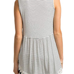 Xpenyo Womens Maternity Tank Top Sleeveless Lace Crochet Trim Peplum Cami Shirts White Pinstripe M