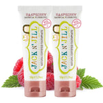 Jack N' Jill Natural Toothpaste for Baby and Infants - Fluoride Free Training Toothpaste, 40% Xylitol, BPA Free - Raspberry, 1.76 oz (Pack of 2)