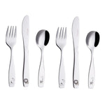 Exzact Kids Flatware 6pcs Toddler Utensils Children Silverware 18/10 Stainless Steel - Dishwasher Safe, 2 Years + (Safari)