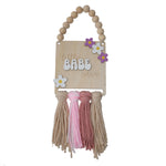 Little Babe Cave, Boho Style Wooden Bead Girls' Decoration,Floral Girls Sign,Nursery Decor, Macrame Sign, Babe Cave,Daisy Sign | Daisy Room Décor