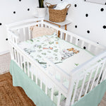 Hahafelt 3 Pcs Baby Crib Bedding Set Baby Safari Animals Crib Bedding Set Watercolor Eucalyptus Jungle Animals Crib Set Includes Quilt,Fitted Crib Sheet, Crib Skirt for Baby Boy Girl(Safari)