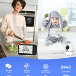 GoodBaby Baby Monitor with Camera and Audio - No WiFi, Remote Pan-Tilt-Zoom, Night Vision, Temperature Sensor, 2-Way Talk, 8 Lullabies, 30-Hour Battery Life，960ft Long Range