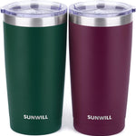 SUNWILL Travel Coffee Tumbler 20 oz, Insulated Mug with Lid, Stainless Steel Cup for Outdoor, Powder Coated Navy
