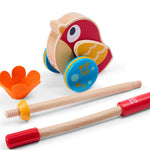 Hape Lilly Musical Push Along | Wooden Push Along Baby Walking Bird, Playful Kids Toy with Detachable Stick, Multicolor, 22.05 Inch