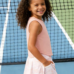 PATPAT Girls 2 Piece Tennis Skirt Set Size 6-7, Pink Tank Tops and Pink Tie Dye Pleated Skirt with Built In Shorts 2 Piece Outfits Girls Clothes Summer Outfits Athletic Sets Activewear