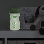 Chicco Insulated Sippy Cup 12+ Months, 9oz Glow-in-the-Dark Toddler Training Cup with Bite Resistant No-Spill Rim Spout, Double-Wall, BPA Free, Green