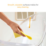 Munchkin® 360° Cloud™ Baby and Toddler High Chair with Clear Seat and 360° Swivel, White and Grey with Wooden Legs