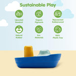PlanToys® Tugboat Wooden Bath Toy | Eco-Friendly Floating Boat for Kids | Promotes Fine Motor Skills & Imaginative Play | Sustainable Birthday Gift for Bathtime Fun