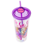 Silver Buffalo Bratz Dolls Featuring Cloe, Yasmin, Jade, and Sasha Flames and Full Lips Plastic Cold Cup with Lid and Straw Topper, 24 Ounces